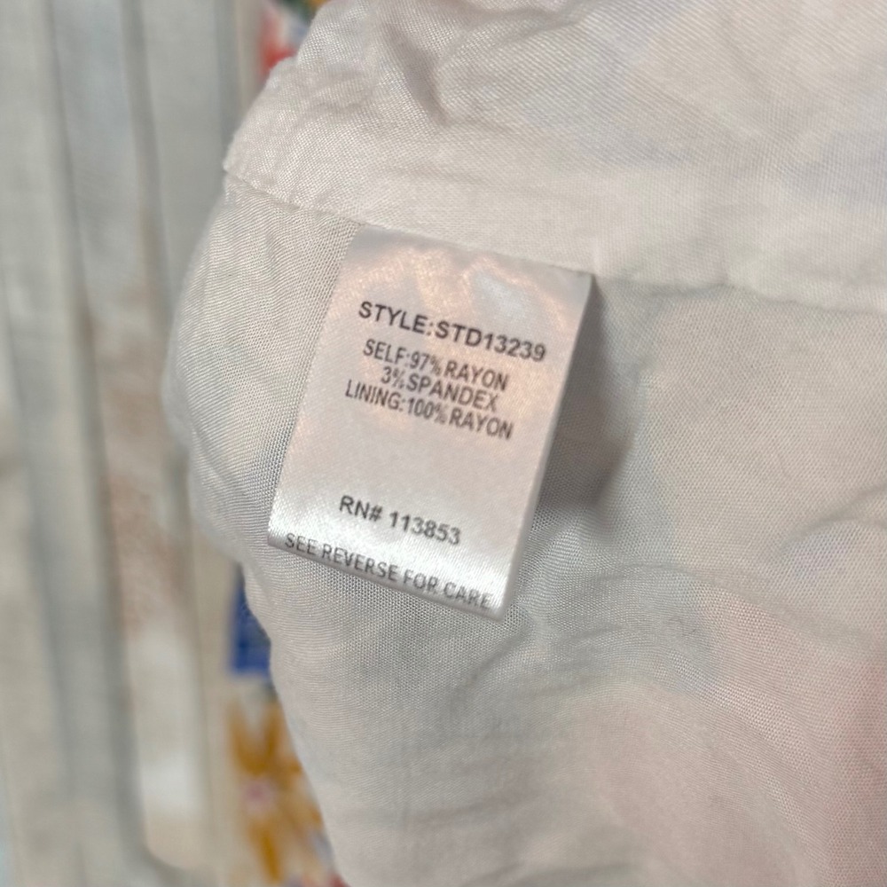 Sugarlips Colorful Boho Ojai Floral Puff Sleeve Smocked Sweetheart Midi Dress XS - Picture 8 of 8